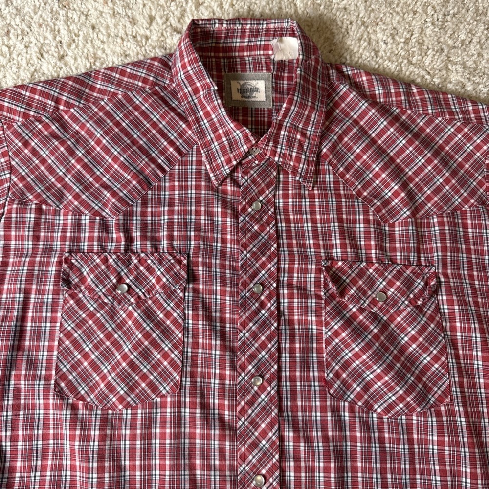 Western Plains Trading Company Men's Plaid Short Sleeve Pearl Snap Shirt XXL